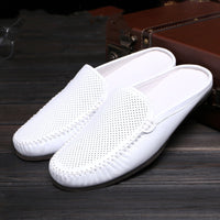 Summer Fashion Casual Men's Slippers, Soft Leather Soft Sole Baotou Half Slippers