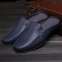Summer Fashion Casual Men's Slippers, Soft Leather Soft Sole Baotou Half Slippers