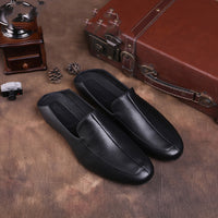 Summer Fashion Casual Men's Slippers, Soft Leather Soft Sole Baotou Half Slippers