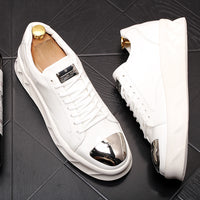 Men's Leather Shoes, Thick-soled Inner Heightening, White Shoes, Platform Bottom Loafers, Hip-hop Personality Men's Shoes