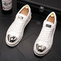 Men's Leather Shoes, Thick-soled Inner Heightening, White Shoes, Platform Bottom Loafers, Hip-hop Personality Men's Shoes