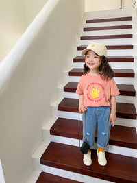 Boys And Girls Baby Cartoon Cute Print Short-sleeved Children's Shirt BOBO Series T-shirt