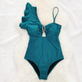 One-shoulder Big Lotus Leaf One-piece Swimsuit Hollow