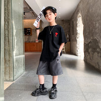 Sports Net Red Tide Brand Short-sleeved Shirt, Large Children's Casual Shorts Two-piece Suit