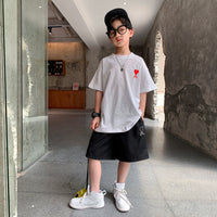 Sports Net Red Tide Brand Short-sleeved Shirt, Large Children's Casual Shorts Two-piece Suit
