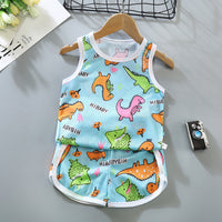 Children's Thin Hollow Vest Set, Mesh And Breathable Sleeveless Two-piece Suit