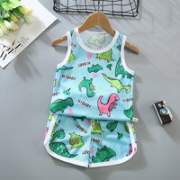 Children's Thin Hollow Vest Set, Mesh And Breathable Sleeveless Two-piece Suit