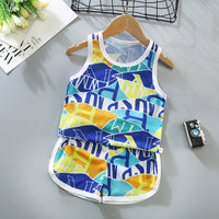 Children's Thin Hollow Vest Set, Mesh And Breathable Sleeveless Two-piece Suit