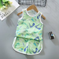 Children's Thin Hollow Vest Set, Mesh And Breathable Sleeveless Two-piece Suit