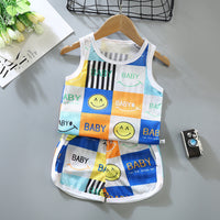 Children's Thin Hollow Vest Set, Mesh And Breathable Sleeveless Two-piece Suit