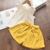 Girls Polka Dot Sleeveless T-shirt Shorts Set