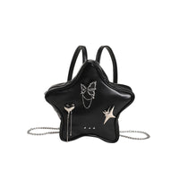 New Original Five-pointed Star Metal Butterfly Love Pendant Black Chain Backpack