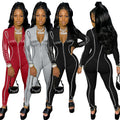 European and American alphabet print sexy zipper jumpsuit