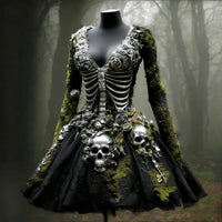 Women's Fashionable Versatile V-neck Long Sleeved Dress