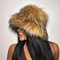Warm Plush Fisherman Hat, Faux Fur Thickened Raccoon Fur Outdoor