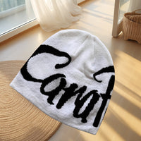Lettered Knitted Beanie Warm Ear-Protecting Hat For Men