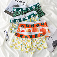 Printed Ice Silk Men's Four Seasons Sexy And Breathable Boxers