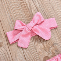 Baby Polka Dot Top Floral Shorts Pink Turban Set