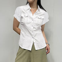 Y2g Hot Girl Style Short Sleeve Button Open Shirt For Women