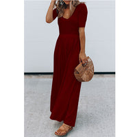 Round neck short sleeve long jumpsuit