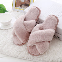 New style cross fur slippers women autumn and winter