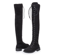Flat bottom over the knee boots Martin boots round head large size women's shoes