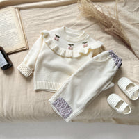Autumn Winter Baby Long Sleeve Lace Collar Knitted Tops Children's Clothing