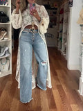 Round Neck Lace Short Front And Long Back Casual Top