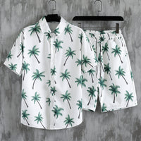 Beach Style Loose Men's Printed Two-piece Suit