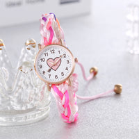 Korean Style Macaron Color Color Handmade Braided Bracelet Peach Heart Watch