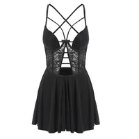 Deep V Hollow Tied Sexy Nightdress Mesh Yarn Sling Erotic Suit