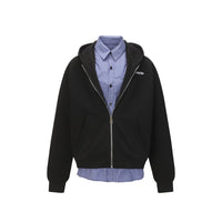 Mens American-Style Fake Two-Piece Plaid Hoodie