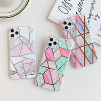 Colorful geometric mosaic marble phone case