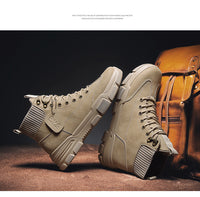 Tooling Boots Men's Leather Boots Middle Top Casual Shoes Martin Boots