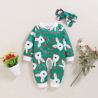 Green cartoon rabbit print hooded turban