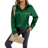 Springsummer Satin Shirt Long-sleeved Satin Top