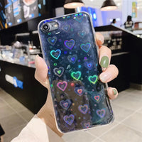 Compatible with Apple, Glitter Laser Heart Case for iPhone