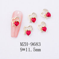 Glass New Year Nail Ornament Red Bow Accessories