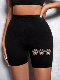 Summer Woman Tight Shorts Leopard Heart And Love Letter Grap