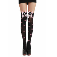 Bowknot lace skull over-the-knee long tube stockings