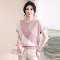 Knitted Western-style Short-sleeve T-shirt For Middle-aged And Elderly Elegant