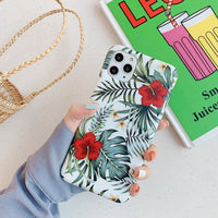Retro literary flower leaf phone case