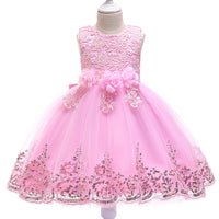 Sequined Trailing Lace Princess Dress Children Shirt
