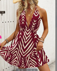 Elegant Random Print Tie-Dye Maxi Dress