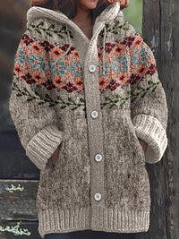 Retro Ethnic Print Women's Casual Cloak Coat