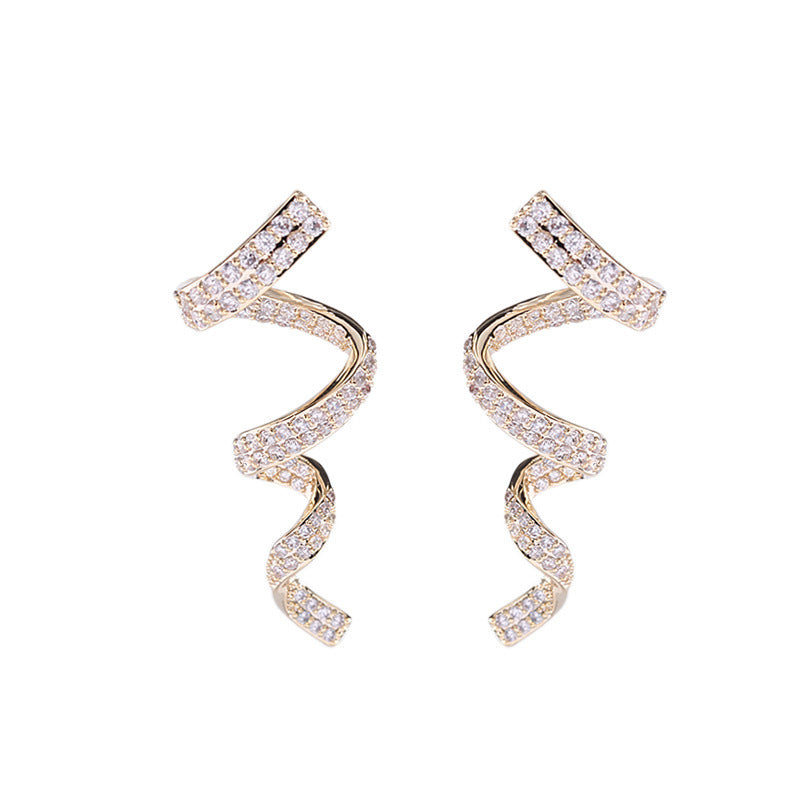 Cold Wind Zircon Minimally Personalized Spiral Wire Earrings