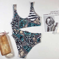 U-neck snake swimsuit ladies split swimsuit