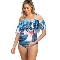 Maternity printed ruffled one-piece bikini