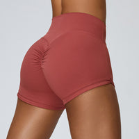 Peach Hip Raise Yoga Shorts For Women High Waist Crimp