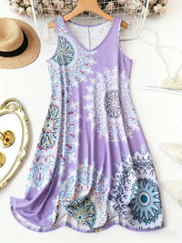 Women's Fashion Printed V-neck Sleeveless Dress